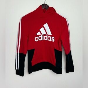 Adidas Youth Hoodie Sweater Long Sleeve Medium (10/12) Red Black White Pullover